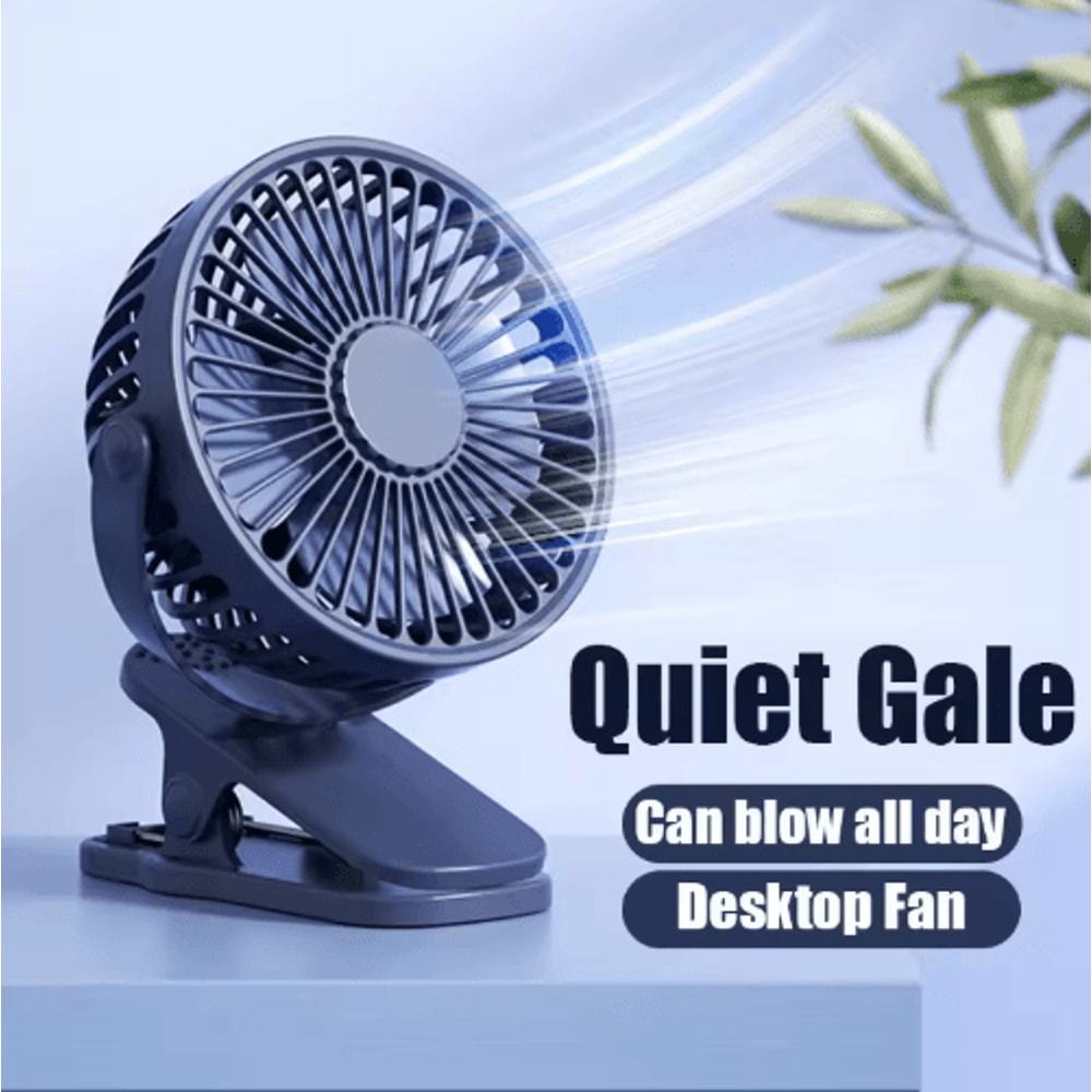 Mini ClipOn Handheld Fan USB Rechargeable Portable Quiet Cooling Fan 0