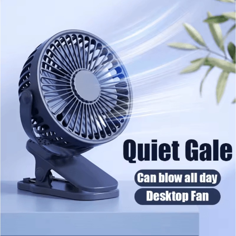 Mini ClipOn Handheld Fan USB Rechargeable Portable Quiet Cooling Fan 0