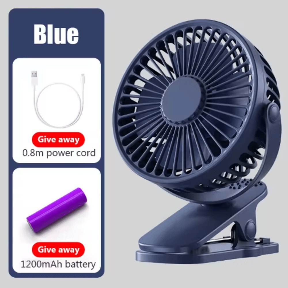 Mini ClipOn Handheld Fan USB Rechargeable Portable Quiet Cooling Fan 3