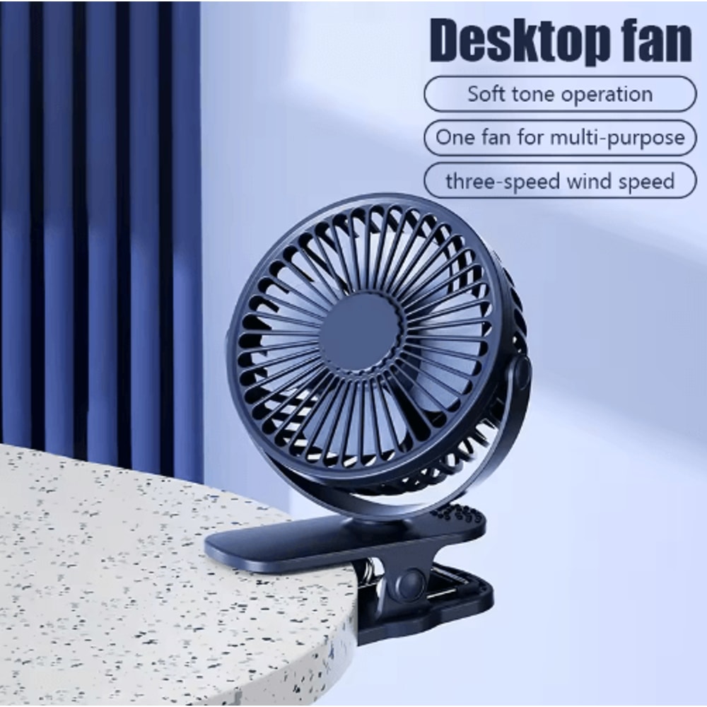 Mini ClipOn Handheld Fan USB Rechargeable Portable Quiet Cooling Fan 7