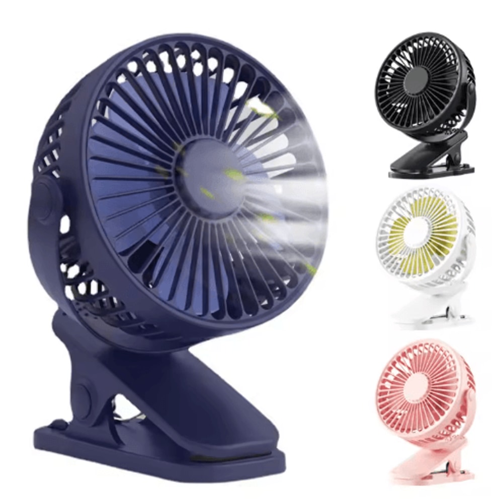 Mini ClipOn Handheld Fan USB Rechargeable Portable Quiet Cooling Fan 8
