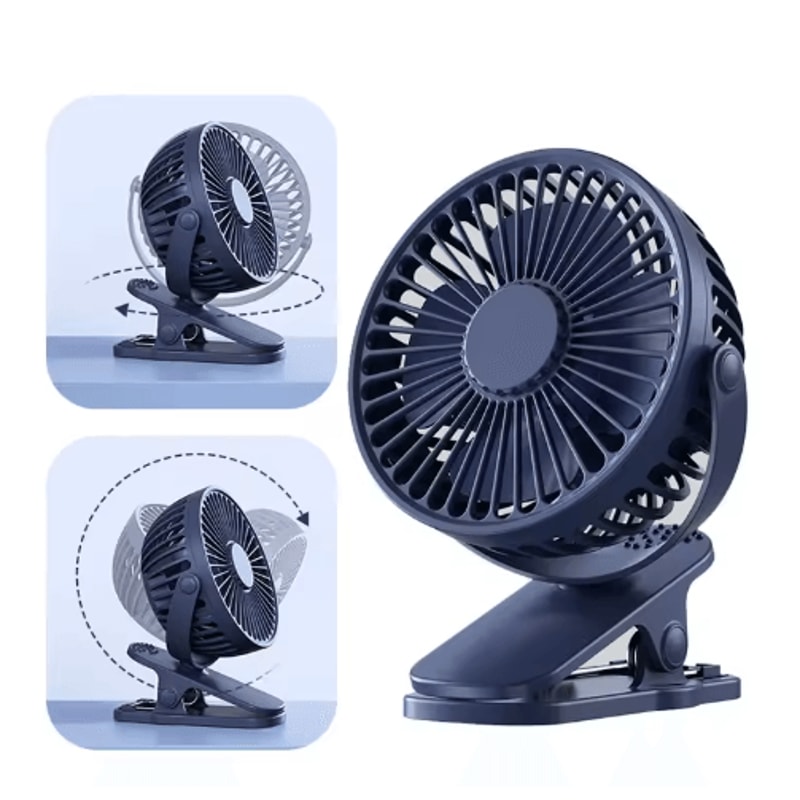 Mini ClipOn Handheld Fan USB Rechargeable Portable Quiet Cooling Fan 9