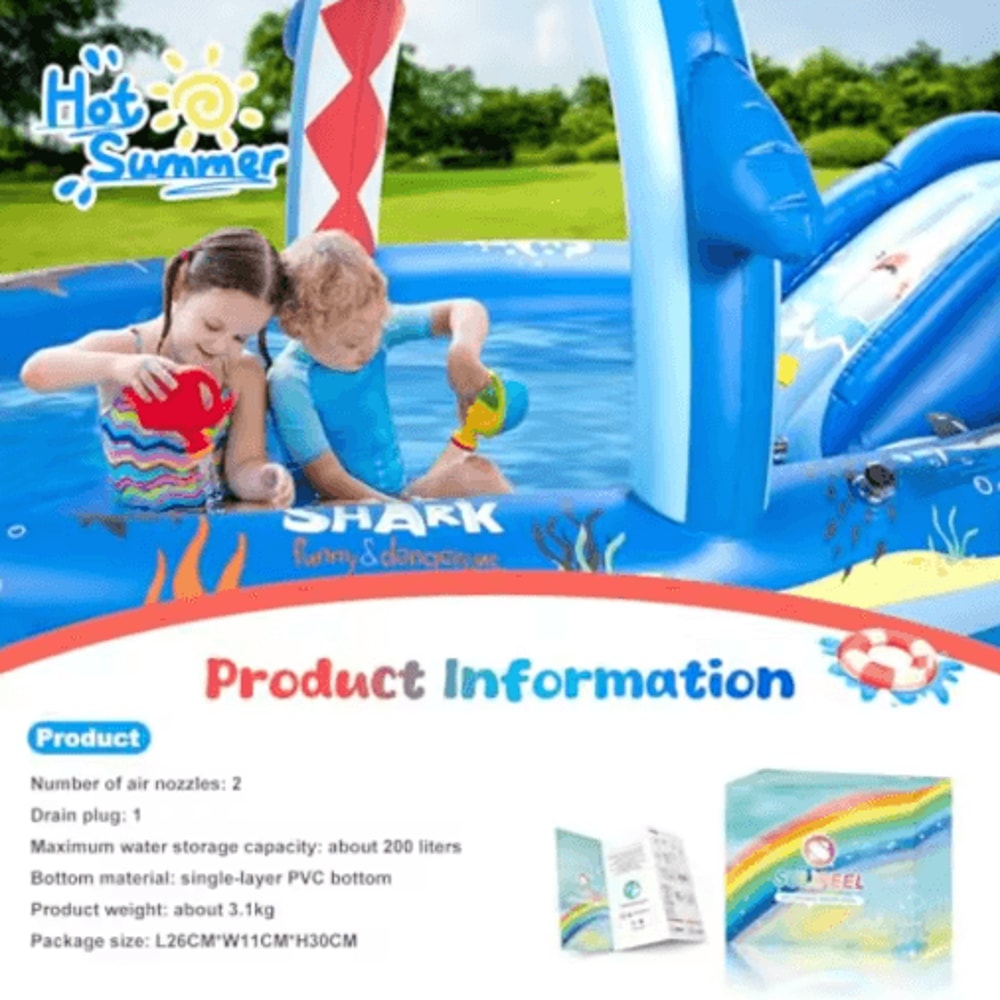 Dinosaur Inflatable Play Center Pool With Slide Kids Backyard Water Play Center With Sprinkler Pu 1
