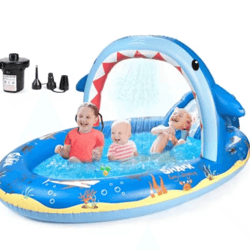 dinosaur inflatable play center pool with slide – kids backyard water play center with sprinkler & pump