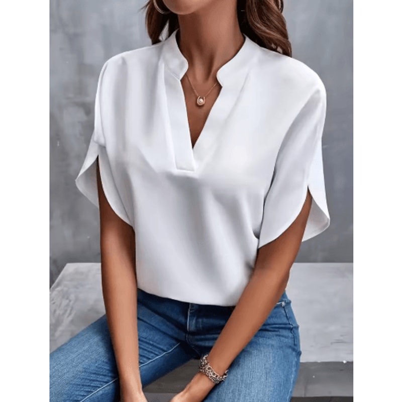 VEITCHE Womens VNeck Blouse Casual Summer Loose Fit Office Elegant Top 2