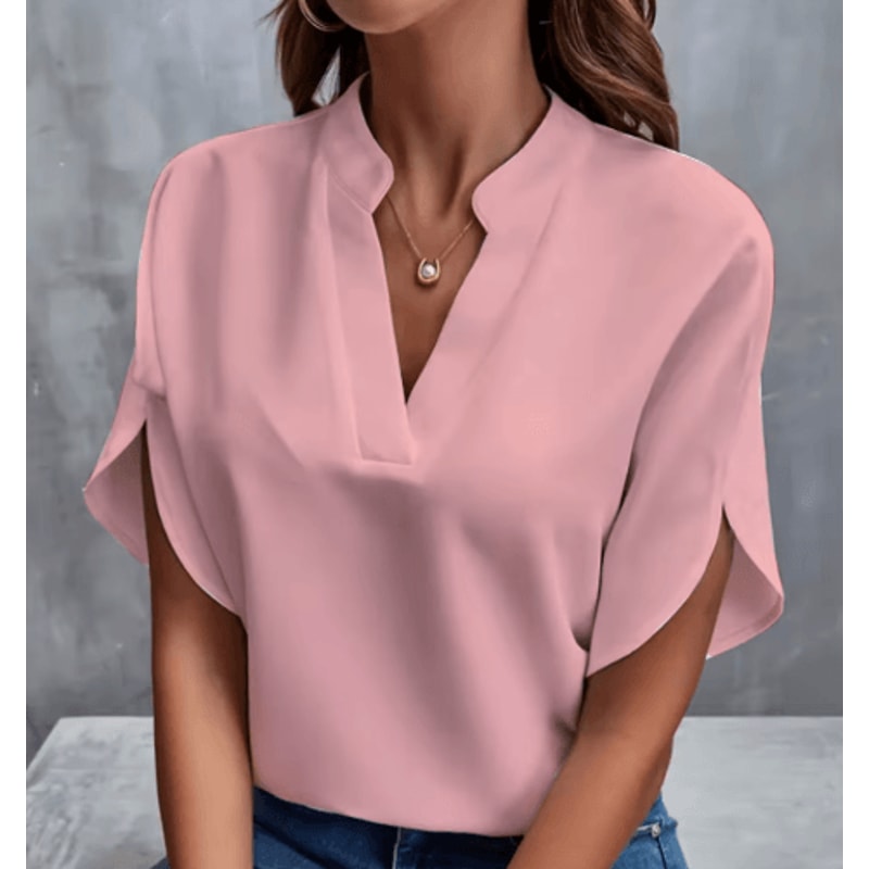 VEITCHE Womens VNeck Blouse Casual Summer Loose Fit Office Elegant Top 4