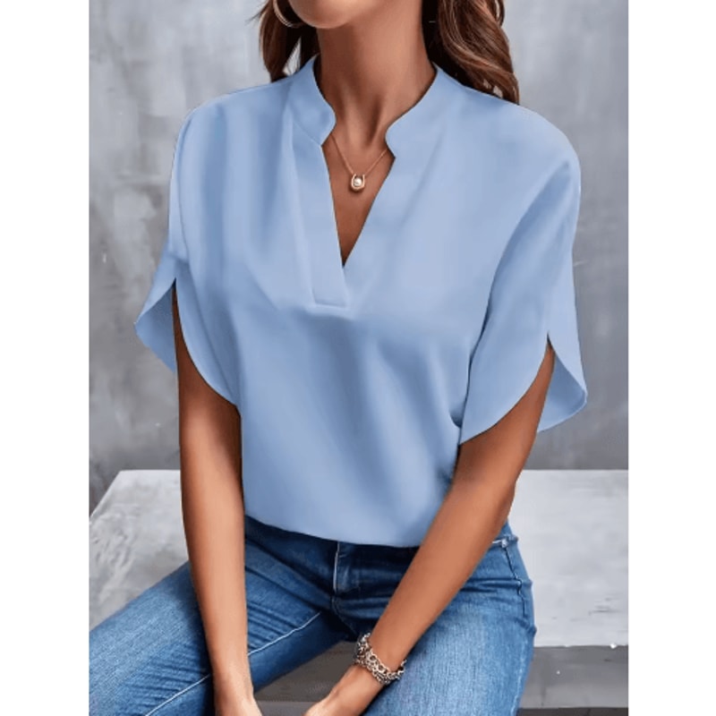 VEITCHE Womens VNeck Blouse Casual Summer Loose Fit Office Elegant Top 5