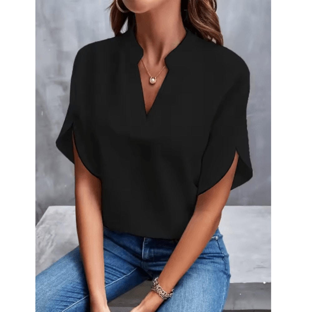 VEITCHE Womens VNeck Blouse Casual Summer Loose Fit Office Elegant Top 7