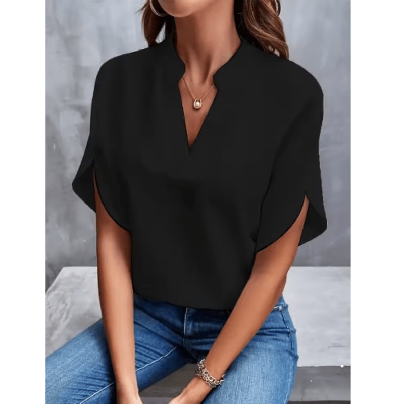 VEITCHE Womens VNeck Blouse Casual Summer Loose Fit Office Elegant Top 7