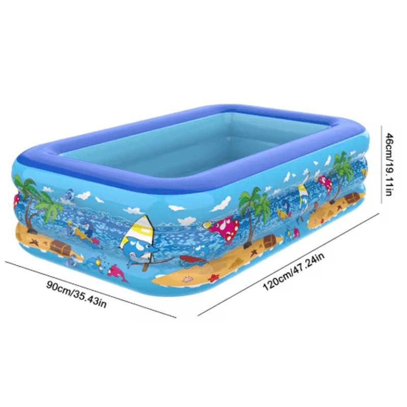 Large Inflatable Family Pool Rectangular Kids Outdoor Pool For Summer Fun 1