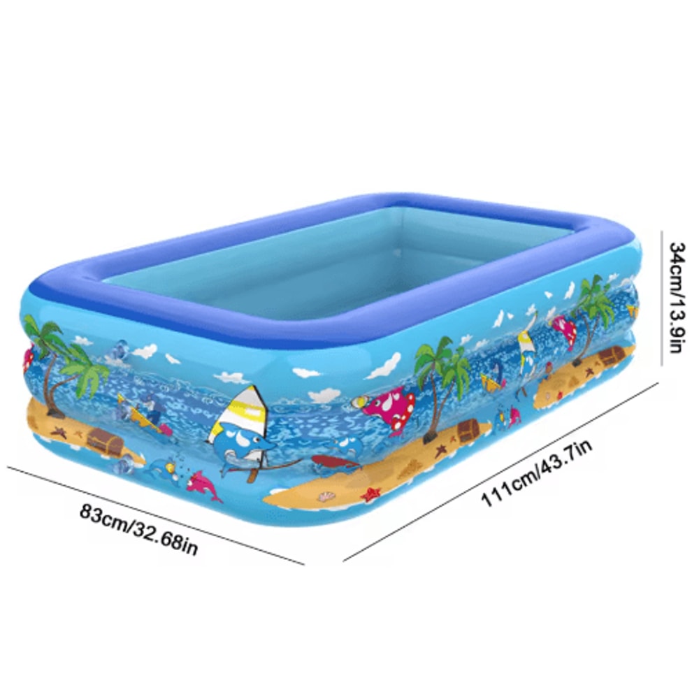 Large Inflatable Family Pool Rectangular Kids Outdoor Pool For Summer Fun 2