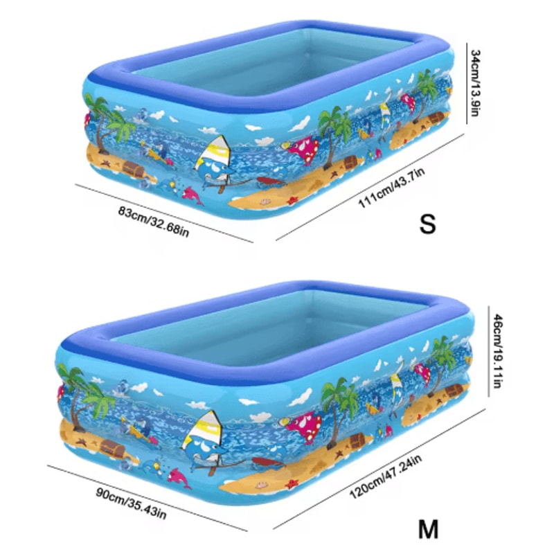 Large Inflatable Family Pool Rectangular Kids Outdoor Pool For Summer Fun 3