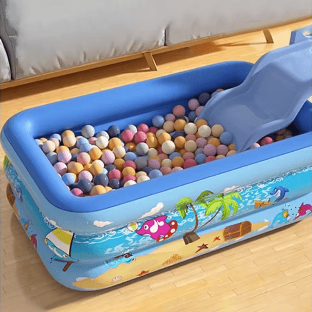 Large Inflatable Family Pool Rectangular Kids Outdoor Pool For Summer Fun 4