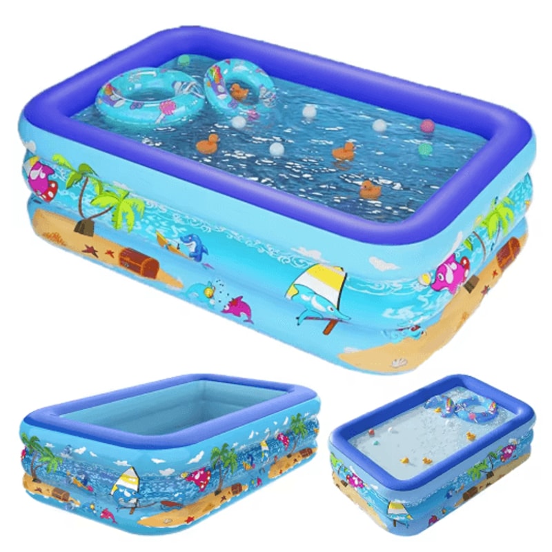 Large Inflatable Family Pool Rectangular Kids Outdoor Pool For Summer Fun 6