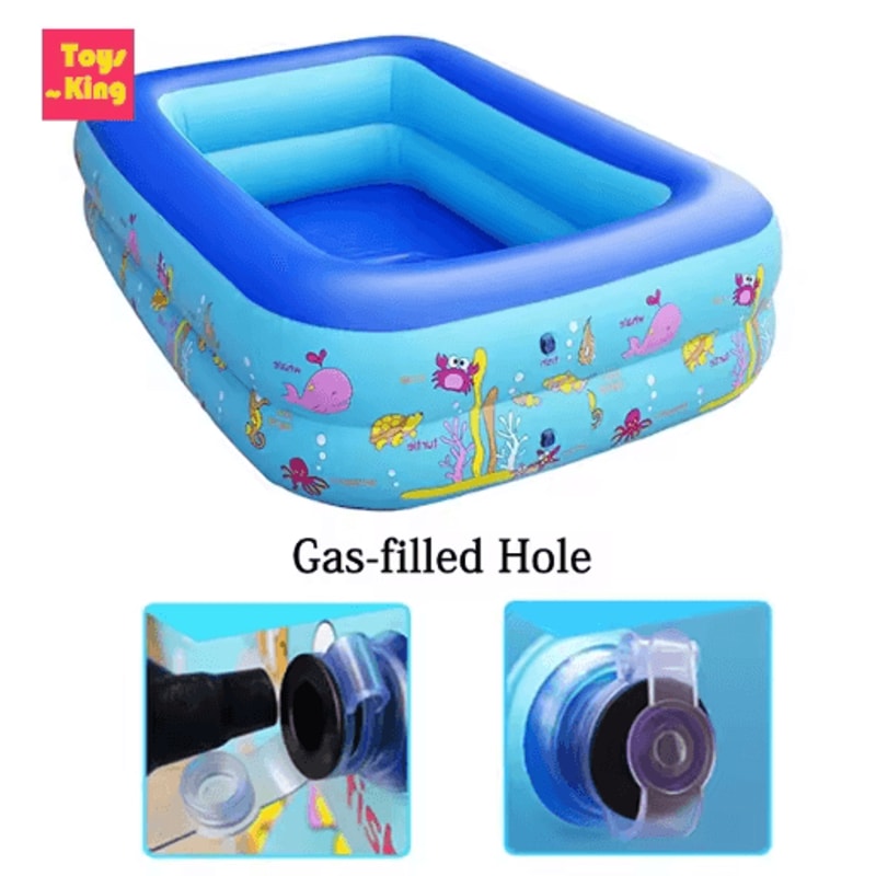 Large Inflatable Family Pool Rectangular Kids Outdoor Pool For Summer Fun 0