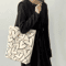 Large Capacity Canvas Tote Bag Stylish Womens Shoulder Commuter Bag With Love Print 3