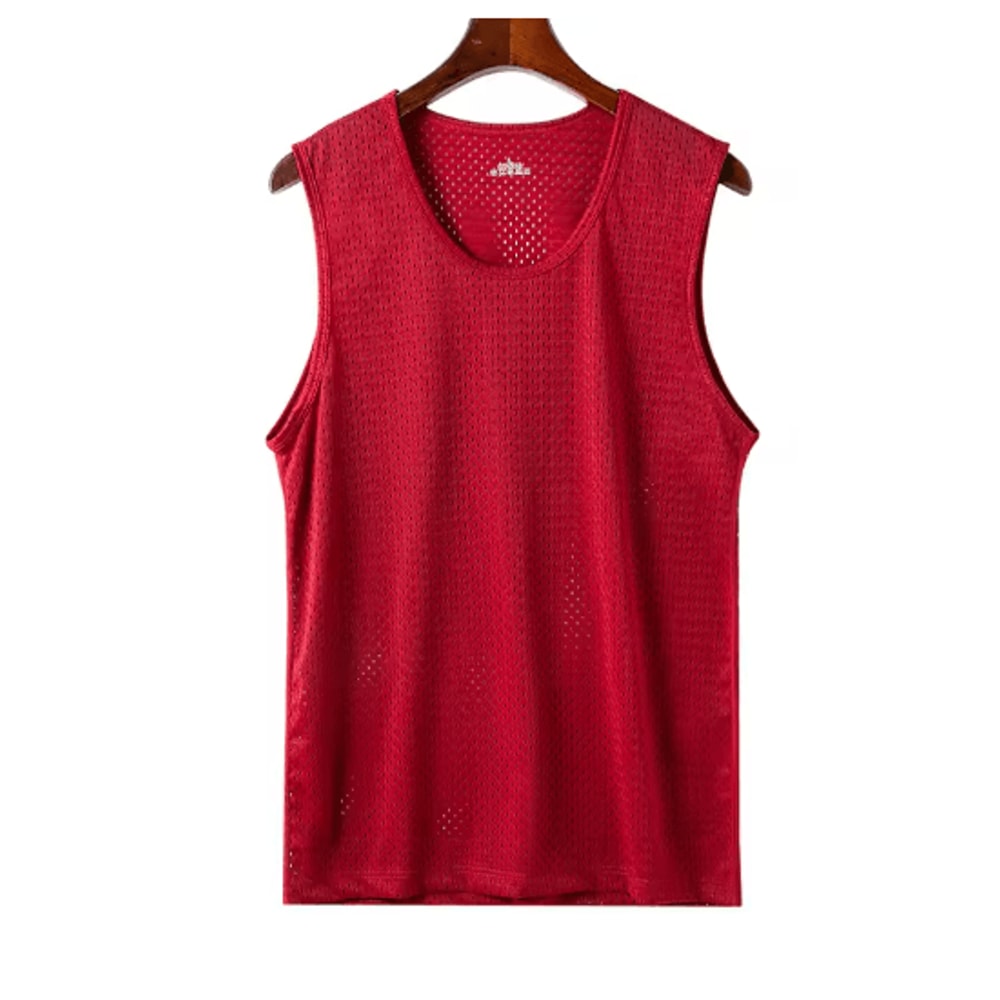 Mens Ice Silk Gym Tank Top Breathable Quick Dry Mesh Fitness Sleeveless Shirt 7