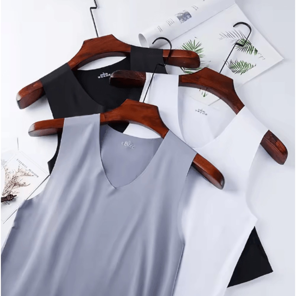 Mens Ice Silk Gym Tank Top Breathable Quick Dry Mesh Fitness Sleeveless Shirt 14