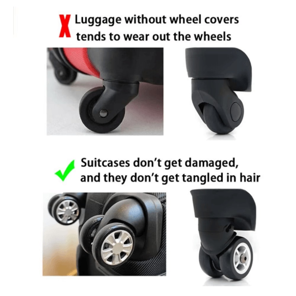 8 Piece Silicone Luggage Wheel Covers Noise Reducing Suitcase Caster Protectors For Smooth Travel 9