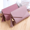 Womens PU Leather Small Wallet Compact Tassel Coin Purse Card Holder 10