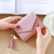 Womens PU Leather Small Wallet Compact Tassel Coin Purse Card Holder 12