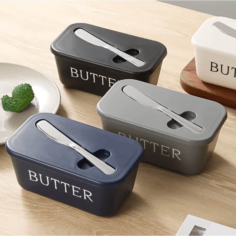Butter Dish With Lid And Knife Sealed Butter Storage Box With Built In Slicer 4