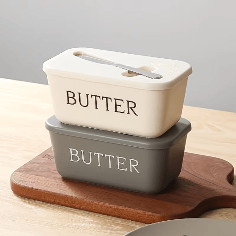 Butter Dish With Lid And Knife Sealed Butter Storage Box With Built In Slicer 6