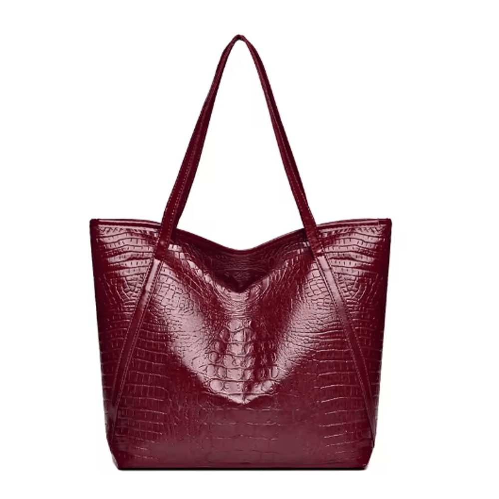 Stylish Womens Crocodile Pattern Tote Bag Retro Shoulder Handbag For Work Daily Use 1