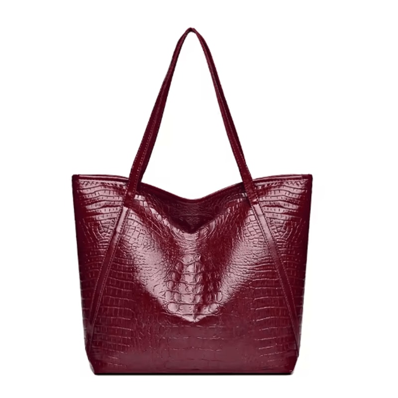 Stylish Womens Crocodile Pattern Tote Bag Retro Shoulder Handbag For Work Daily Use 1