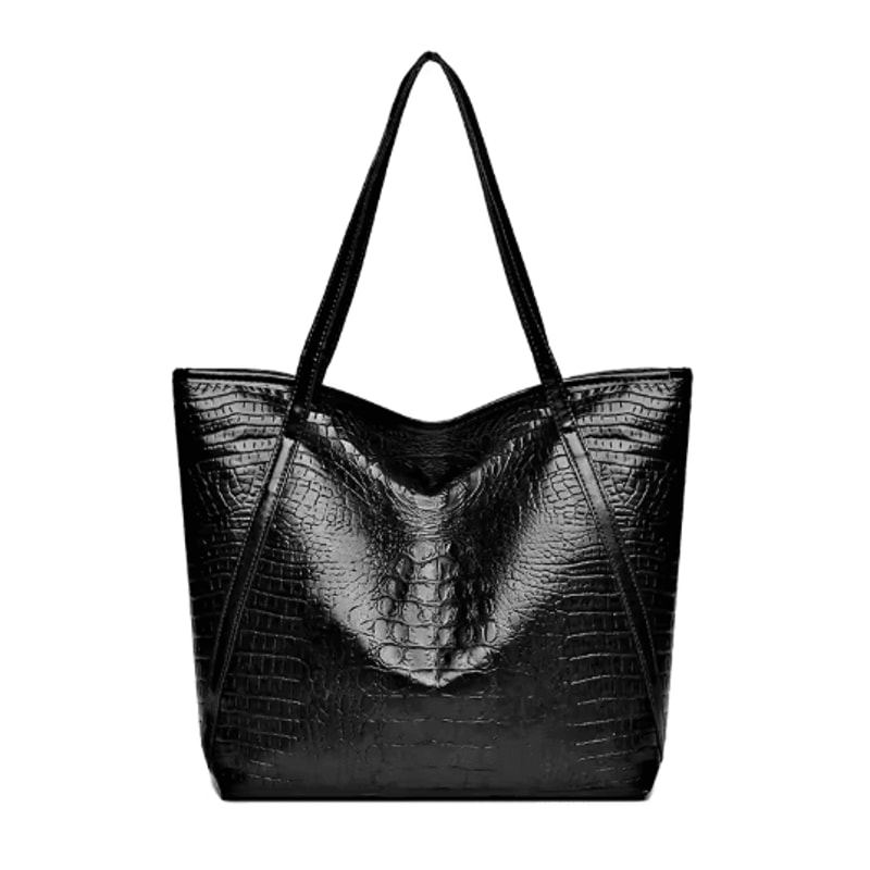 Stylish Womens Crocodile Pattern Tote Bag Retro Shoulder Handbag For Work Daily Use 2