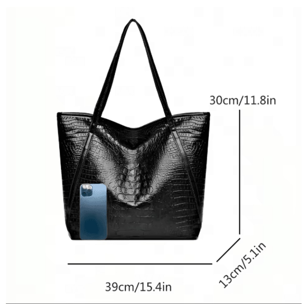 Stylish Womens Crocodile Pattern Tote Bag Retro Shoulder Handbag For Work Daily Use 5