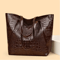 Stylish Womens Crocodile Pattern Tote Bag Retro Shoulder Handbag For Work Daily Use 8