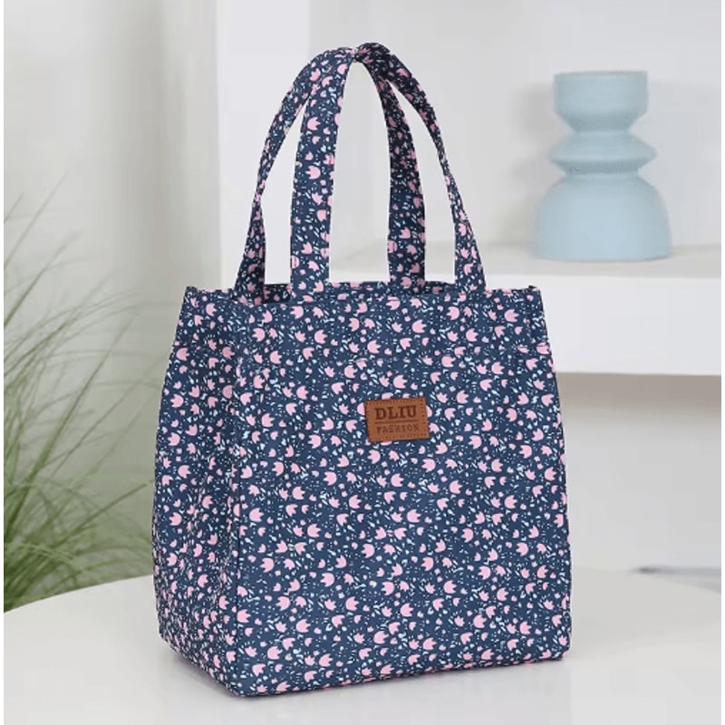 Floral Insulated Lunch Bag Zipper Lunch Tote With Aluminum Foil Interior For Work Daily Use 2