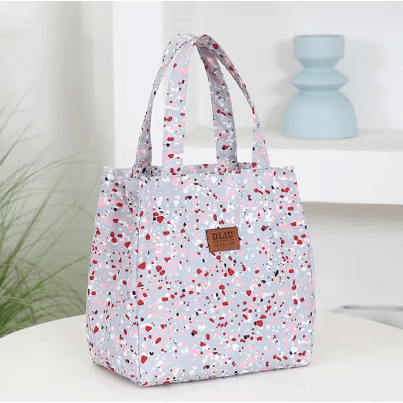 Floral Insulated Lunch Bag Zipper Lunch Tote With Aluminum Foil Interior For Work Daily Use 3