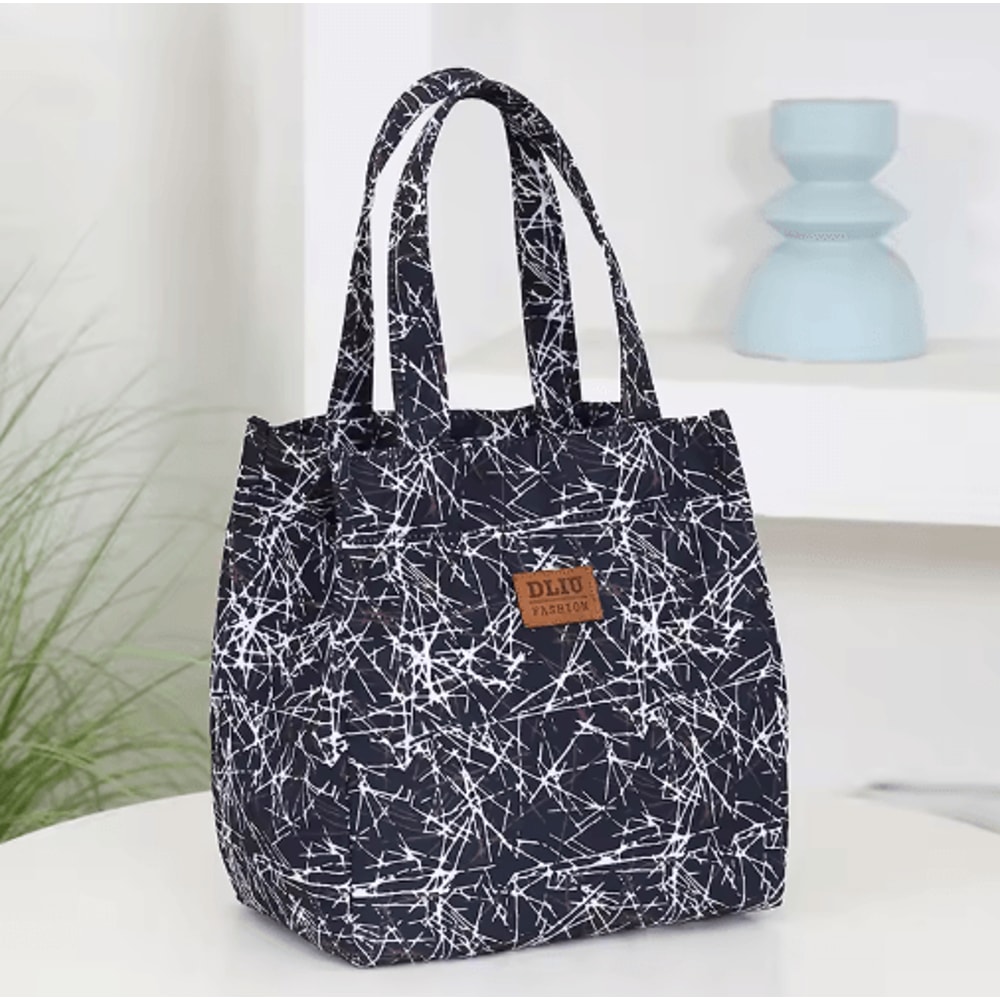 Floral Insulated Lunch Bag Zipper Lunch Tote With Aluminum Foil Interior For Work Daily Use 5