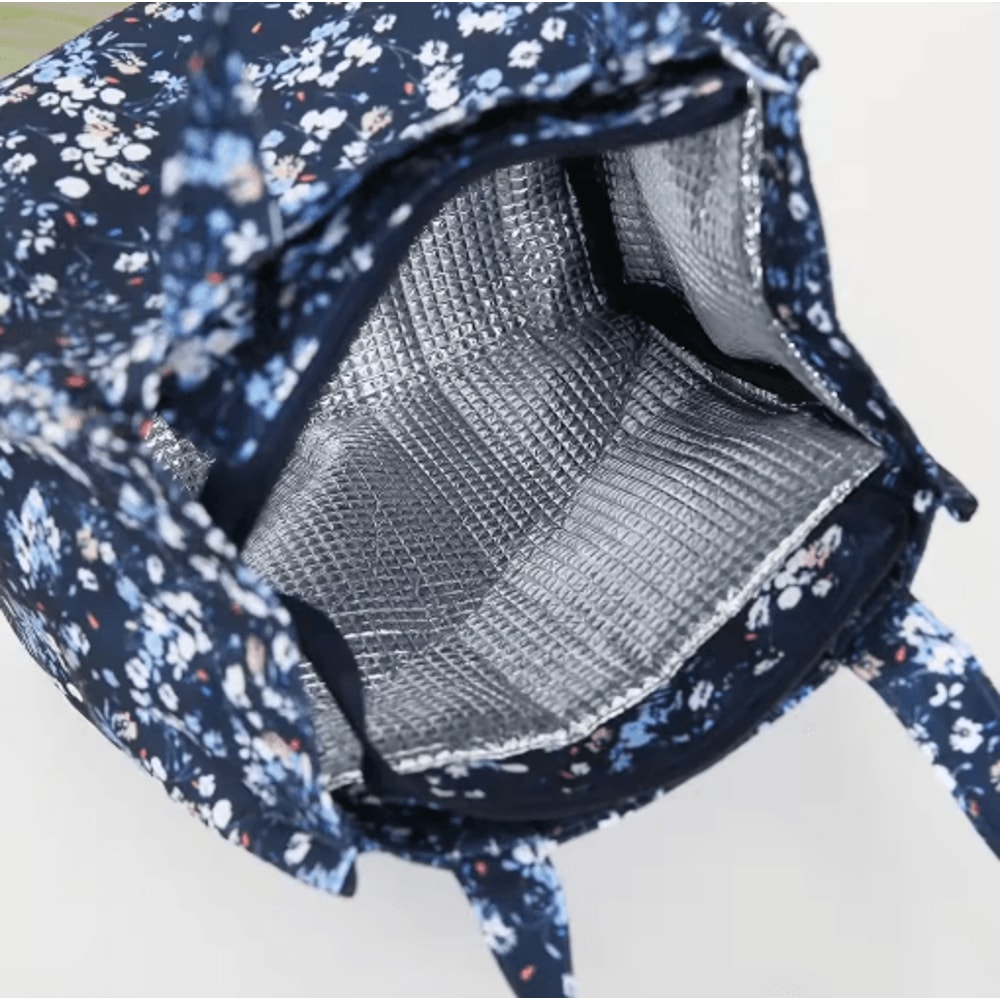 Floral Insulated Lunch Bag Zipper Lunch Tote With Aluminum Foil Interior For Work Daily Use 7