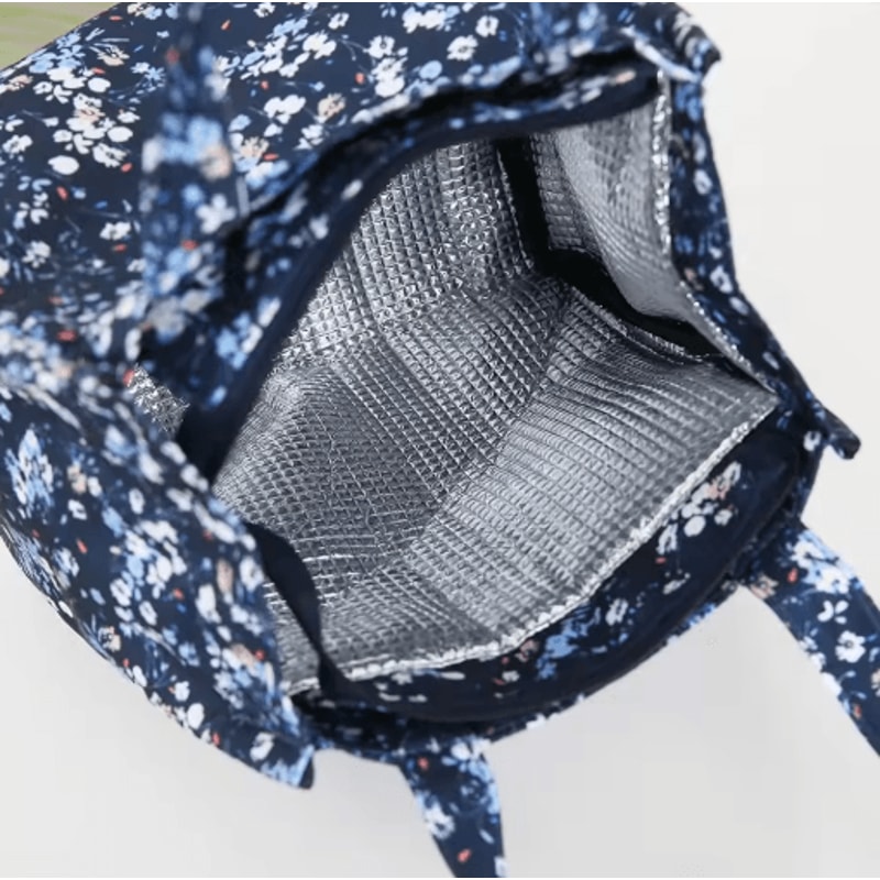 Floral Insulated Lunch Bag Zipper Lunch Tote With Aluminum Foil Interior For Work Daily Use 7