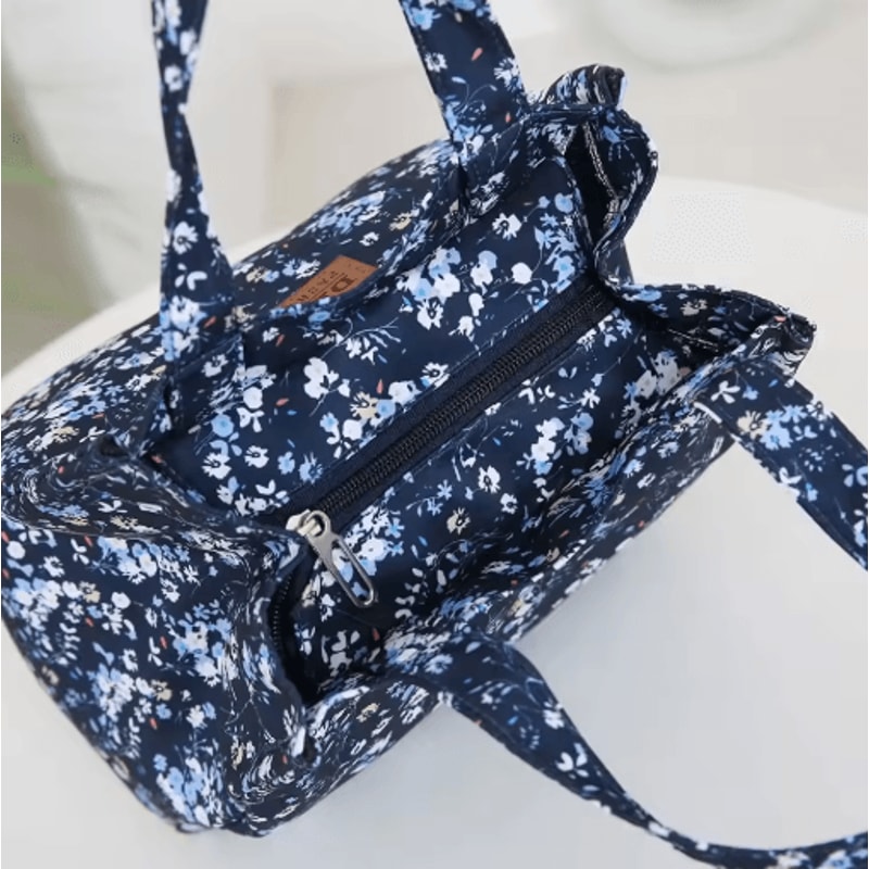 Floral Insulated Lunch Bag Zipper Lunch Tote With Aluminum Foil Interior For Work Daily Use 8