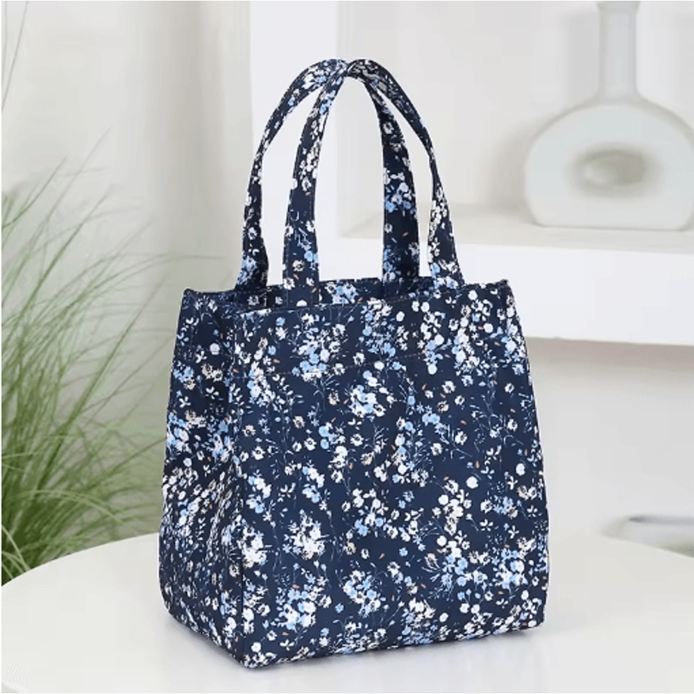 Floral Insulated Lunch Bag Zipper Lunch Tote With Aluminum Foil Interior For Work Daily Use 9