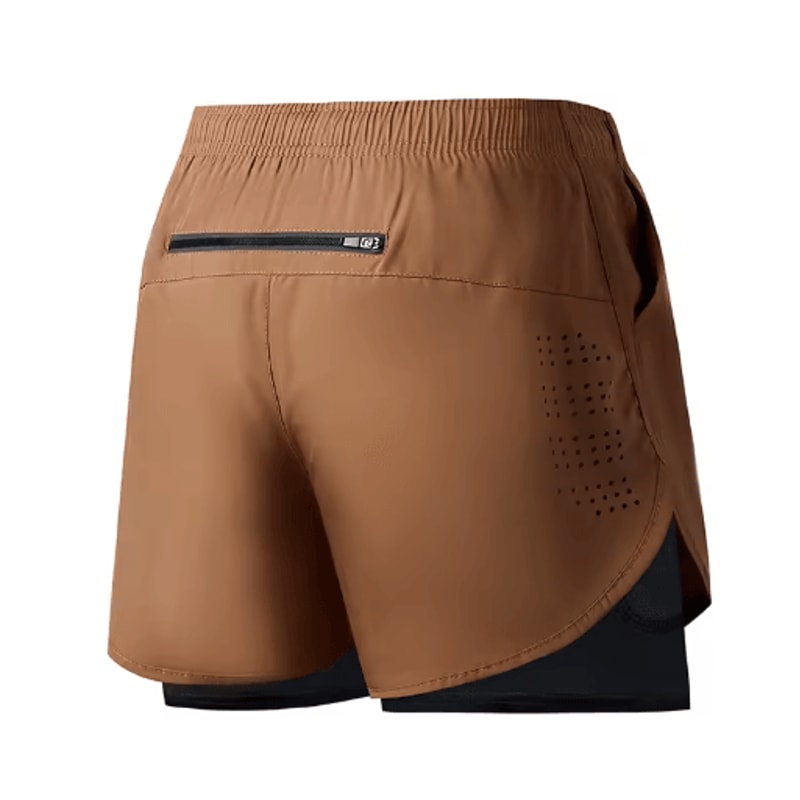 Mens Double Layer Running Shorts Quick Drying Fitness Workout Training Shorts 12