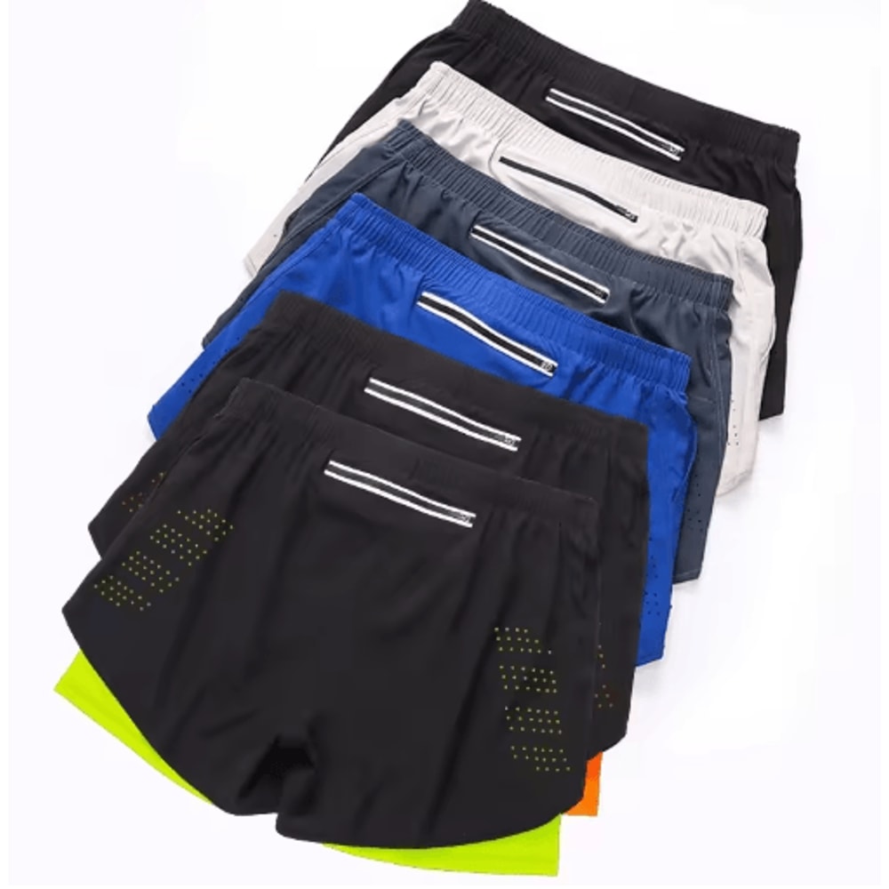 Mens Double Layer Running Shorts Quick Drying Fitness Workout Training Shorts 13