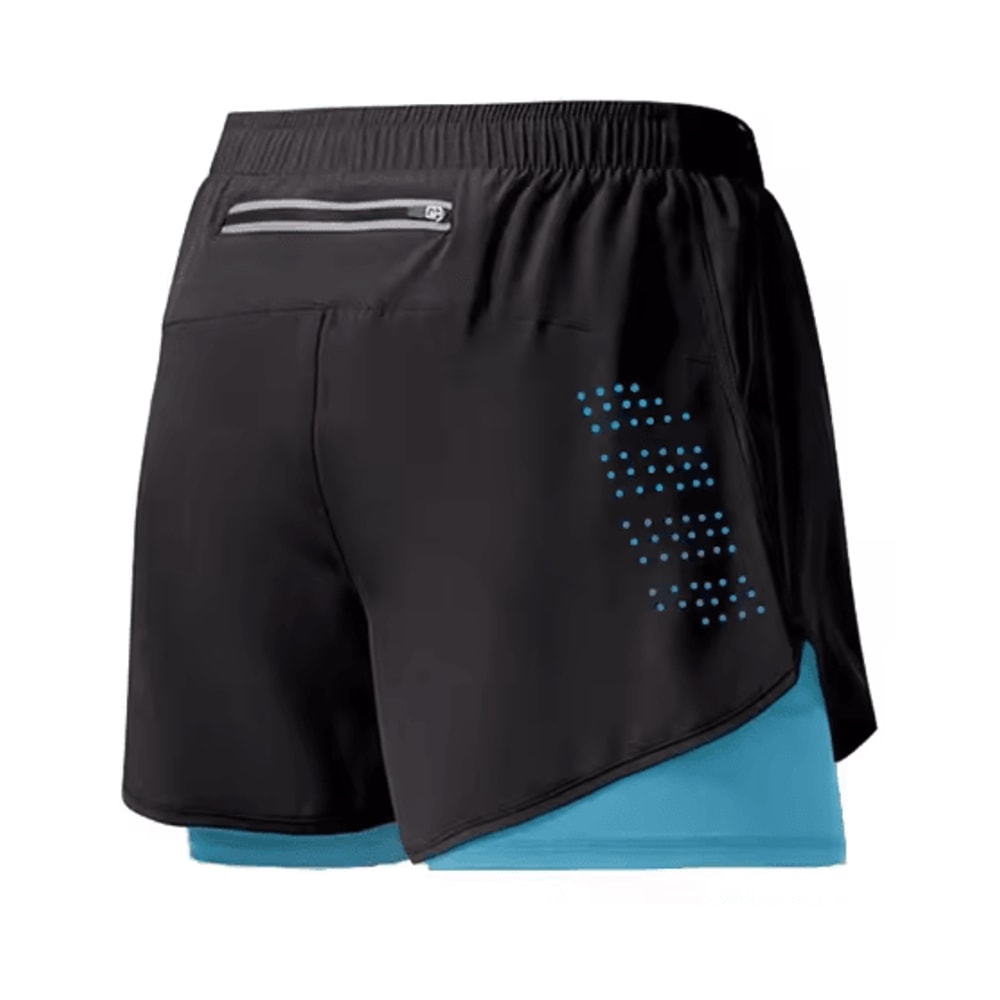 Mens Double Layer Running Shorts Quick Drying Fitness Workout Training Shorts 2