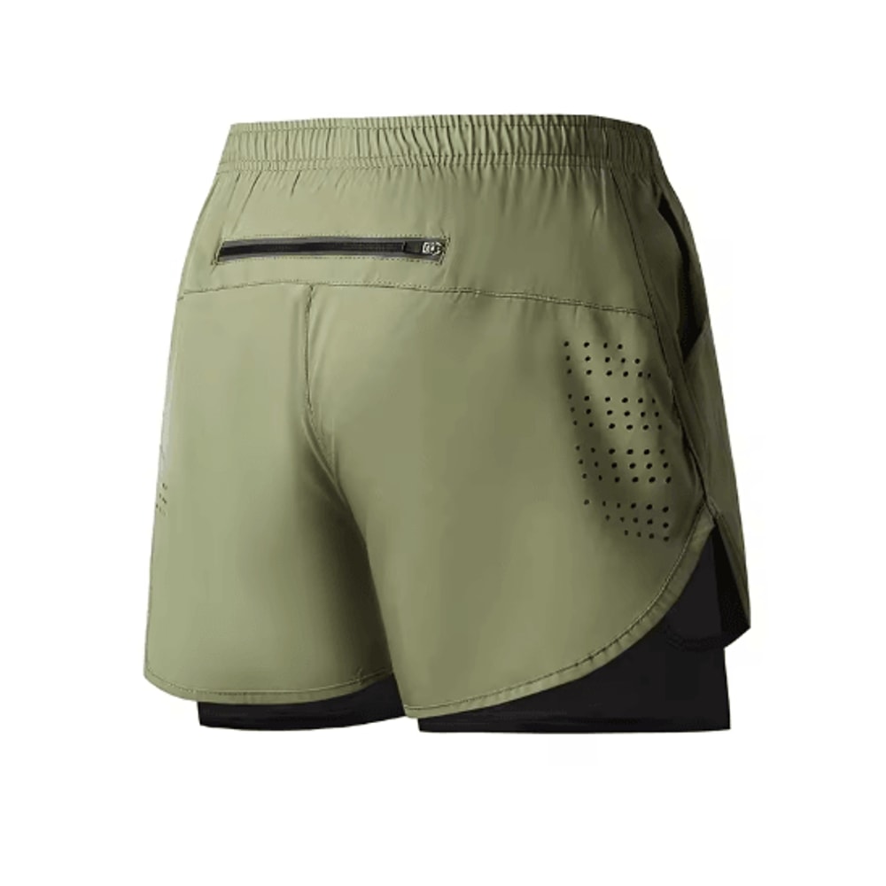 Mens Double Layer Running Shorts Quick Drying Fitness Workout Training Shorts 4