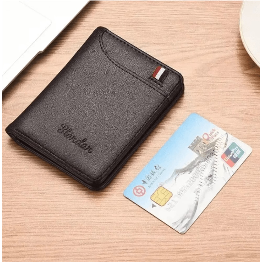 Mens Ultra Thin Minimalist Wallet Slim Vertical Soft Leather Card Holder 2