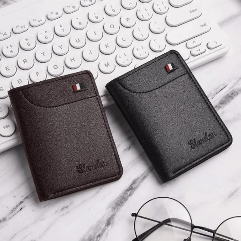 Mens Ultra Thin Minimalist Wallet Slim Vertical Soft Leather Card Holder 0