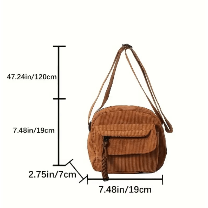 Corduroy Crossbody Bag For Women Casual Harajuku Style Multi Pocket Shoulder Handbag 5