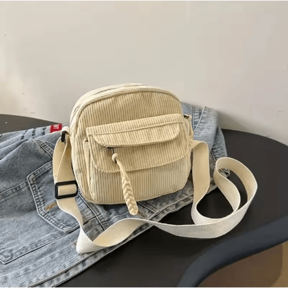 Corduroy Crossbody Bag For Women Casual Harajuku Style Multi Pocket Shoulder Handbag 7