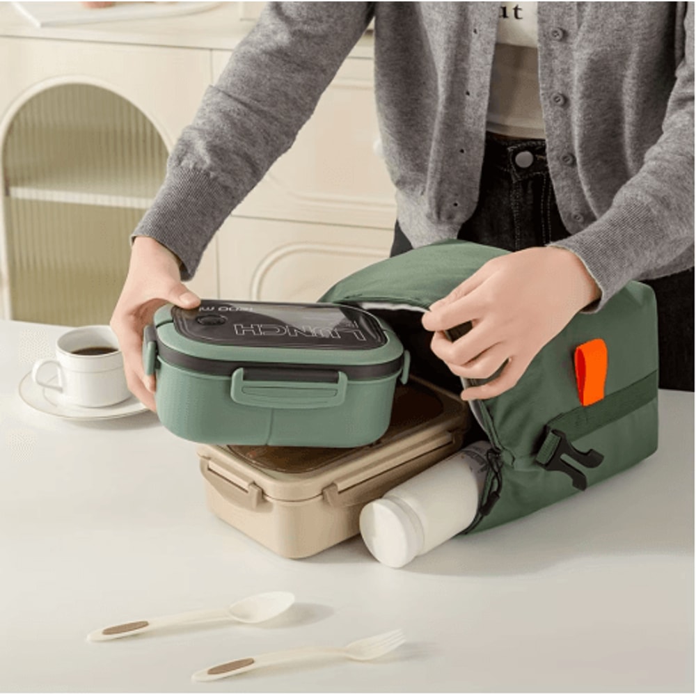 Foldable Insulated Lunch Bag Portable Oxford Cloth Thermal Lunch Tote With Aluminum Foil Lining 6