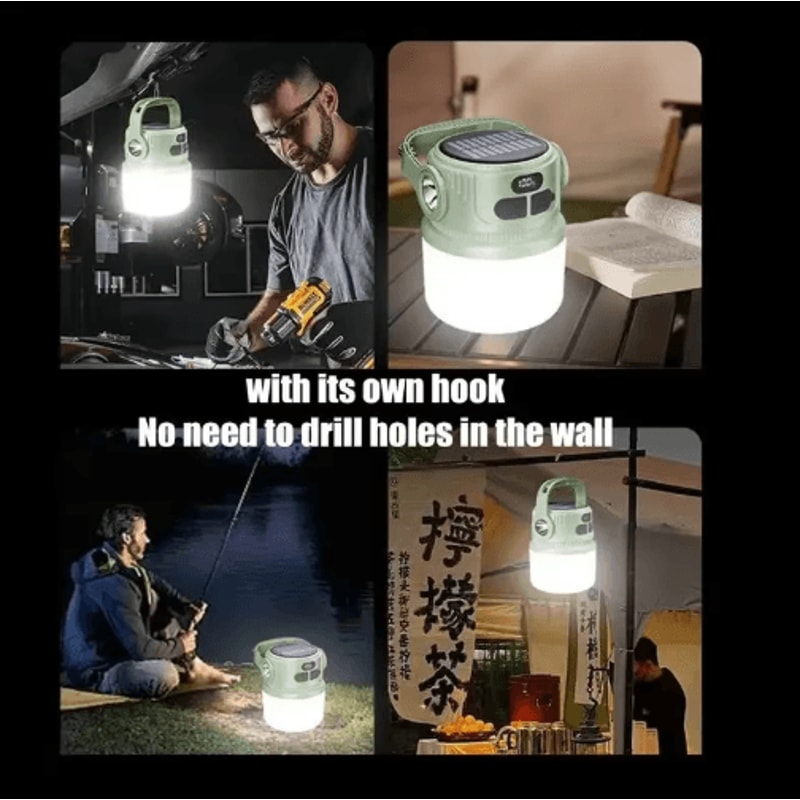 Portable LED Camping Lantern With Solar Rechargeable Power Waterproof Design 5