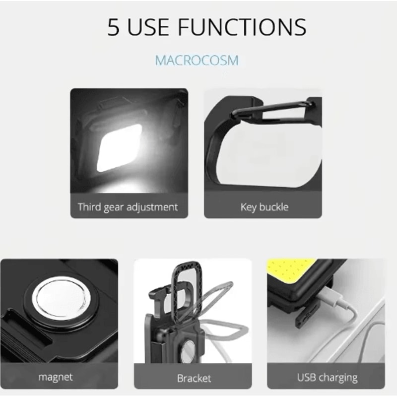 Mini Keychain Camping Light With COB Rechargeable High Brightness 3